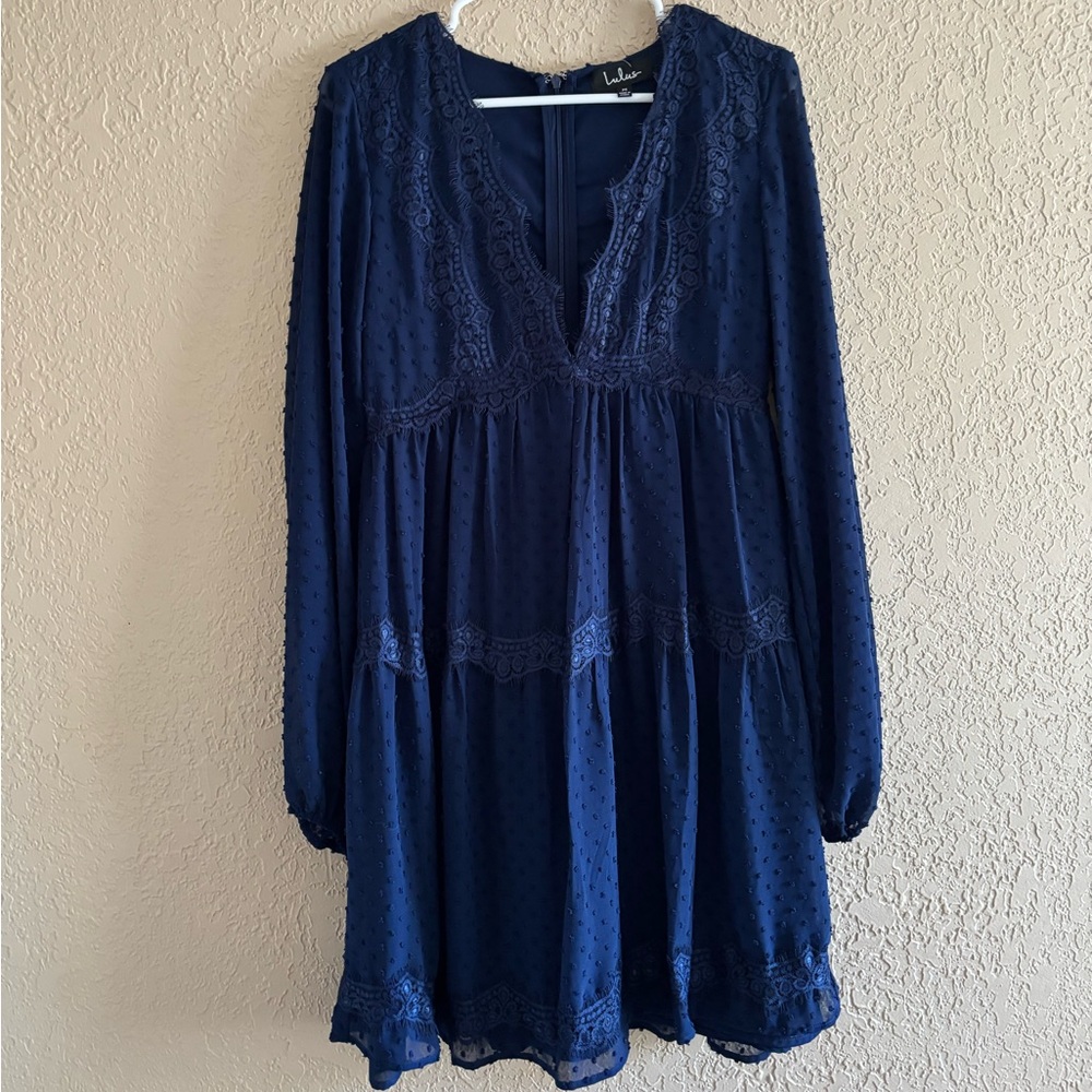 Navy Swiss Dot Mini Dress